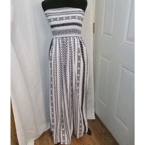 Women's Boho Printed Tube Top Romper Strapless High Split Wide Leg Vacation... - Picture 1 of 11